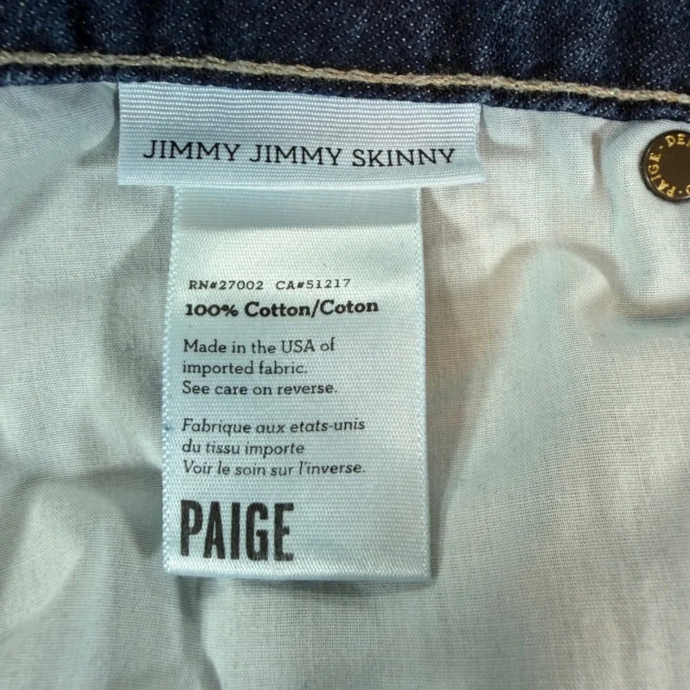 PAIGE‎ Jimmy Jimmy Skinny Distressed Plaid Patch Jeans Womens 30 Blue Denim